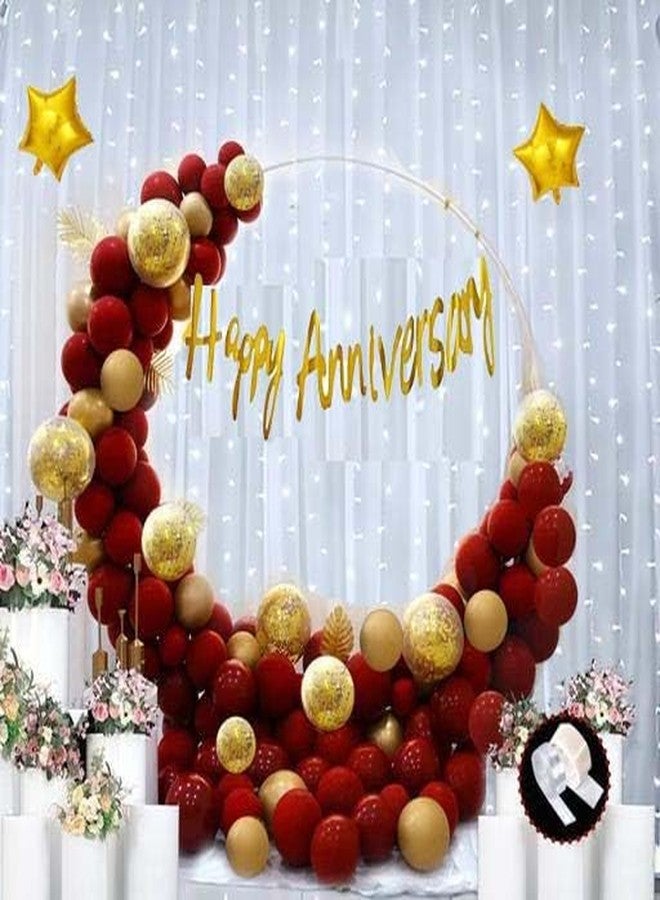 SOI Wedding Anniversary Decoration Items 45 PCS Red Anniversary Decoration Items | 25th Anniversary Decoration items | Red And Golden Balloons For Decoration - Image 1